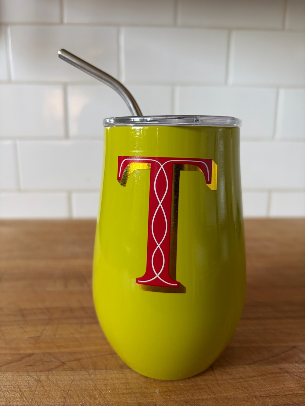 Monogrammed Opalhouse Stainless Steel Tumbler with Red 'T'